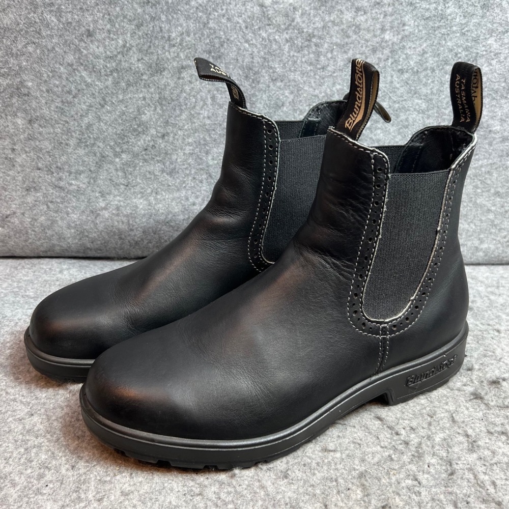 Blundstone 1351 Womens Series Chelsea Boots Black Leather Brogue Trim 10.5